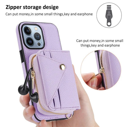 Zipper Wallet Case for iPhone 15 Pro Shell RFID Blocking Card Slots Phone Cover