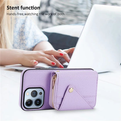 Zipper Wallet Case for iPhone 15 Pro Shell RFID Blocking Card Slots Phone Cover