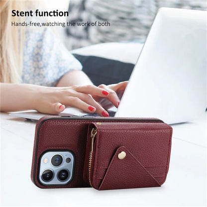 Zipper Wallet Case for iPhone 15 Pro Shell RFID Blocking Card Slots Phone Cover