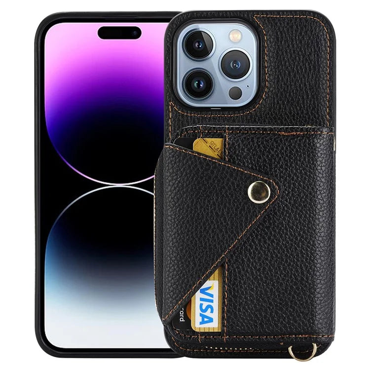 Zipper Wallet Case for iPhone 15 Pro Max Shell RFID Blocking Kickstand Mobile Phone Cover
