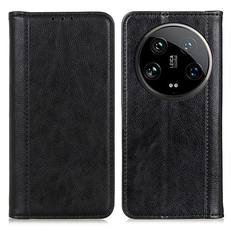 For Xiaomi 14 Ultra Case Litchi Texture Split Leather Wallet Phone Cover Magnetic Closing