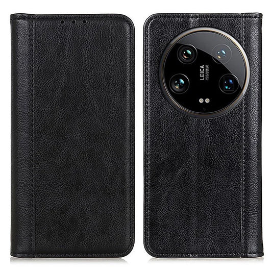 For Xiaomi 14 Ultra Case Litchi Texture Split Leather Wallet Phone Cover Magnetic Closing