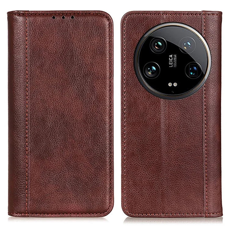 For Xiaomi 14 Ultra Case Litchi Texture Split Leather Wallet Phone Cover Magnetic Closing