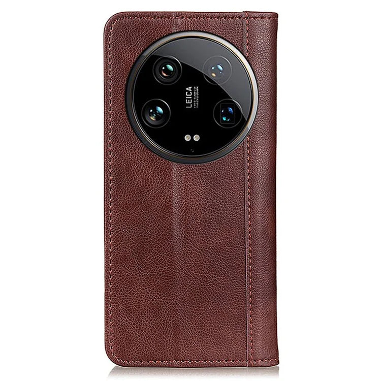 For Xiaomi 14 Ultra Case Litchi Texture Split Leather Wallet Phone Cover Magnetic Closing