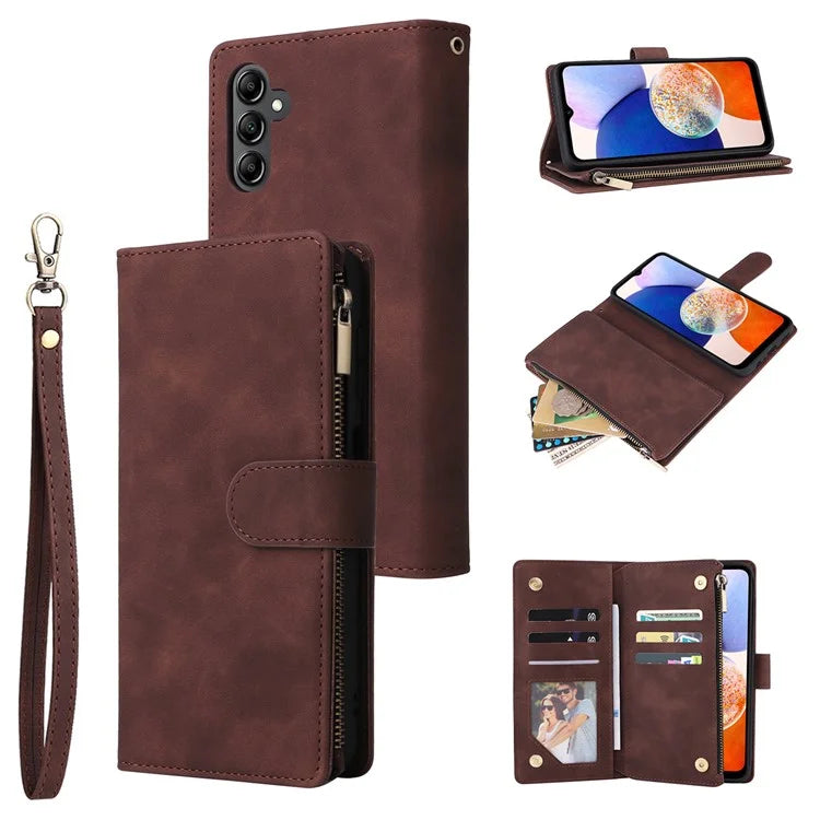 For Samsung Galaxy A55 5G Case Multiple Card Slots Zipper Leather Wallet Cover