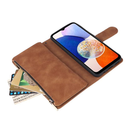 For Samsung Galaxy A05s 4G Case Zipper Phone Leather Cover with Multiple Card Slots