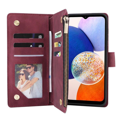 For Samsung Galaxy A05s 4G Case Zipper Phone Leather Cover with Multiple Card Slots