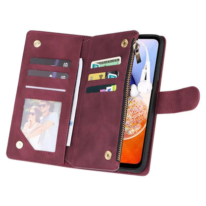 For Samsung Galaxy A05s 4G Case Zipper Phone Leather Cover with Multiple Card Slots