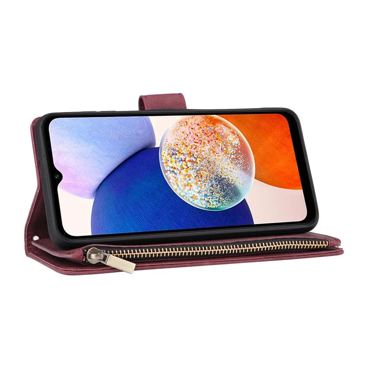 For Samsung Galaxy A05s 4G Case Zipper Phone Leather Cover with Multiple Card Slots