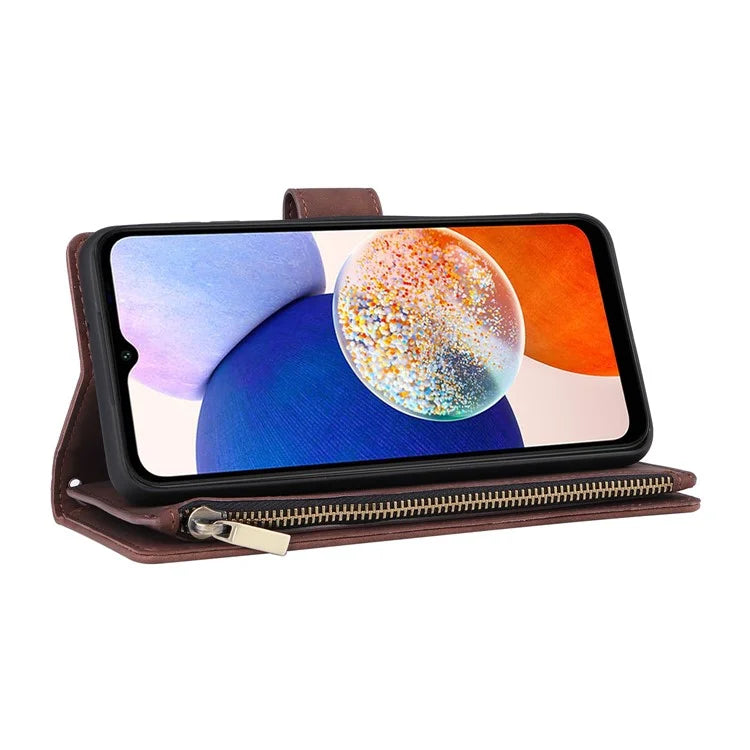 For Samsung Galaxy A05s 4G Case Zipper Phone Leather Cover with Multiple Card Slots