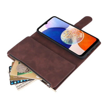 For Samsung Galaxy A05s 4G Case Zipper Phone Leather Cover with Multiple Card Slots