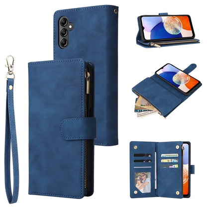 For Samsung Galaxy A05s 4G Case Zipper Phone Leather Cover with Multiple Card Slots