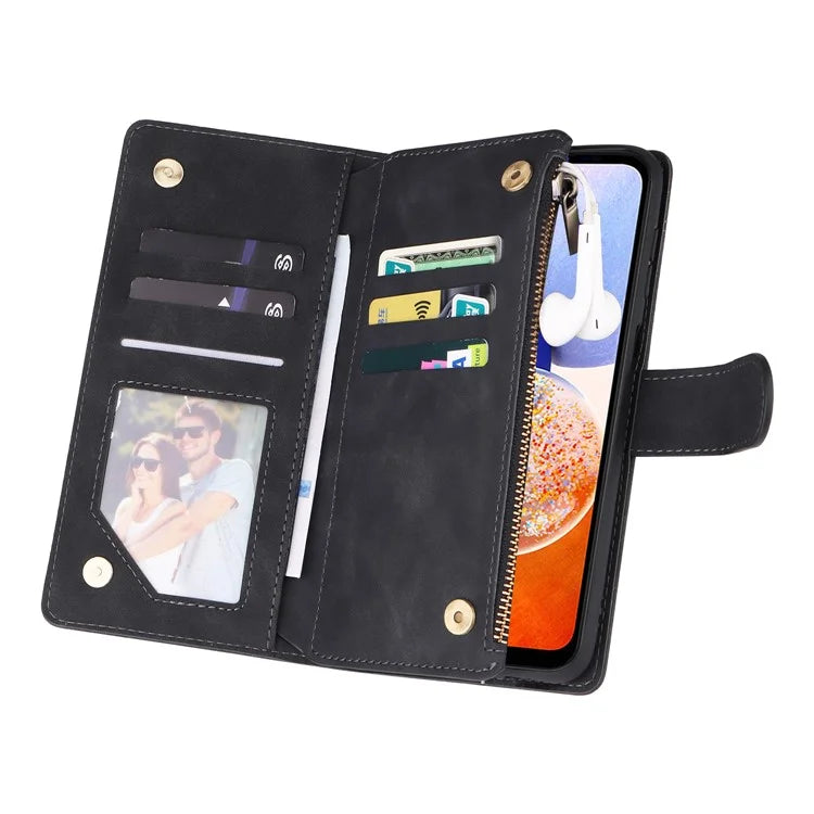 For Samsung Galaxy A05s 4G Case Zipper Phone Leather Cover with Multiple Card Slots