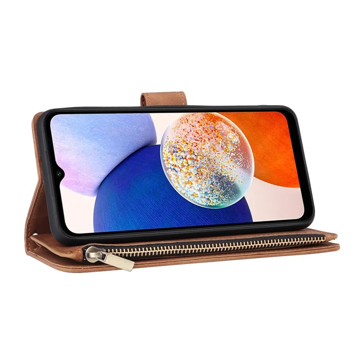 For Samsung Galaxy A35 5G Case Zipper Leather Wallet Cover with Multiple Card Slots