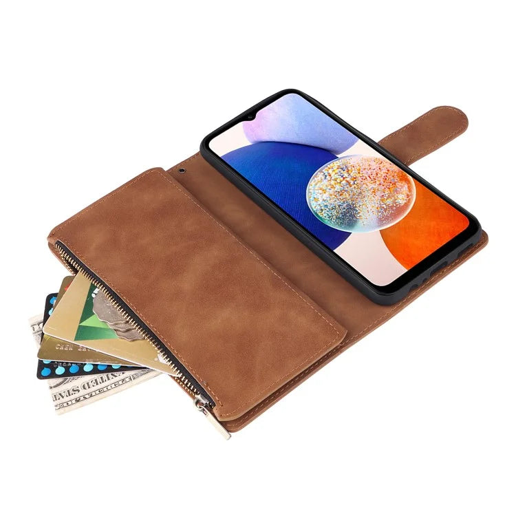 For Samsung Galaxy A35 5G Case Zipper Leather Wallet Cover with Multiple Card Slots