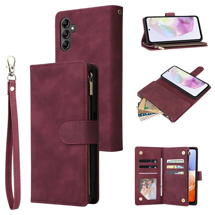 For Samsung Galaxy A35 5G Case Zipper Leather Wallet Cover with Multiple Card Slots