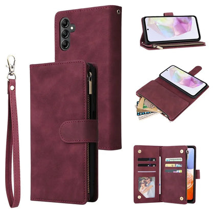 For Samsung Galaxy A35 5G Case Zipper Leather Wallet Cover with Multiple Card Slots