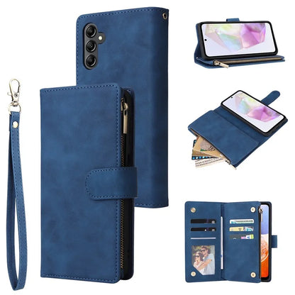 For Samsung Galaxy A35 5G Case Zipper Leather Wallet Cover with Multiple Card Slots