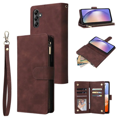 For Samsung Galaxy A54 5G Case Multiple Card Slots PU Leather Zipper Phone Cover