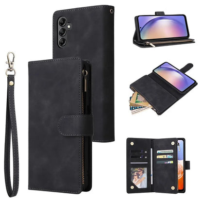 For Samsung Galaxy A54 5G Case Multiple Card Slots PU Leather Zipper Phone Cover