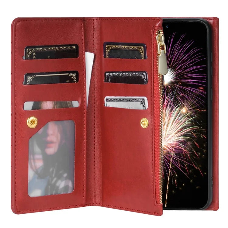 BKS-002 For Xiaomi Redmi Note 13 5G Anti-Scratch Wallet Case PU Leather Phone Cover Zipper Pocket Stand