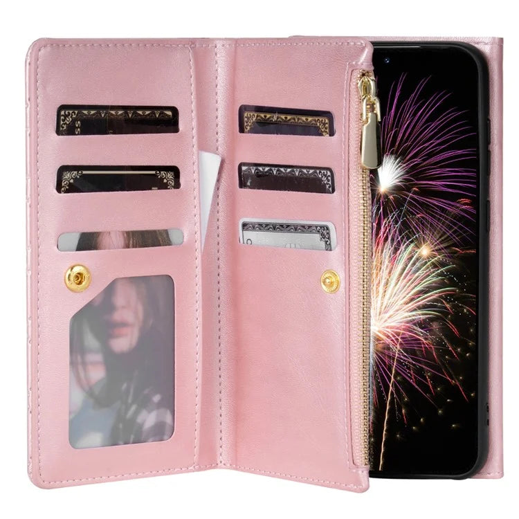 BKS-002 For Xiaomi Redmi Note 13 5G Anti-Scratch Wallet Case PU Leather Phone Cover Zipper Pocket Stand