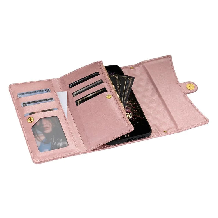 BKS-002 For Xiaomi Redmi Note 13 5G Anti-Scratch Wallet Case PU Leather Phone Cover Zipper Pocket Stand