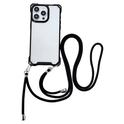 For iPhone 15 Pro Max Clear Case Reinforced Corner TPU Phone Cover with Hanging String