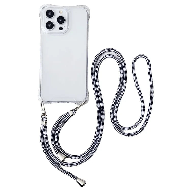 For iPhone 15 Pro Max Clear Case Reinforced Corner TPU Phone Cover with Hanging String