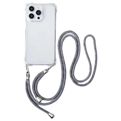 For iPhone 15 Pro Max Clear Case Reinforced Corner TPU Phone Cover with Hanging String