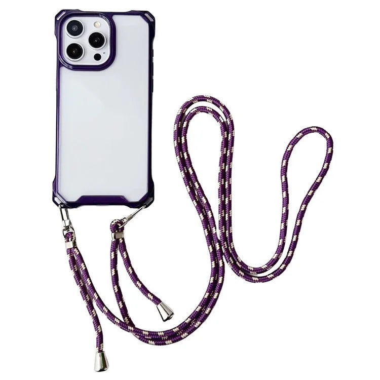 For iPhone 15 Pro Max Clear Case Reinforced Corner TPU Phone Cover with Hanging String