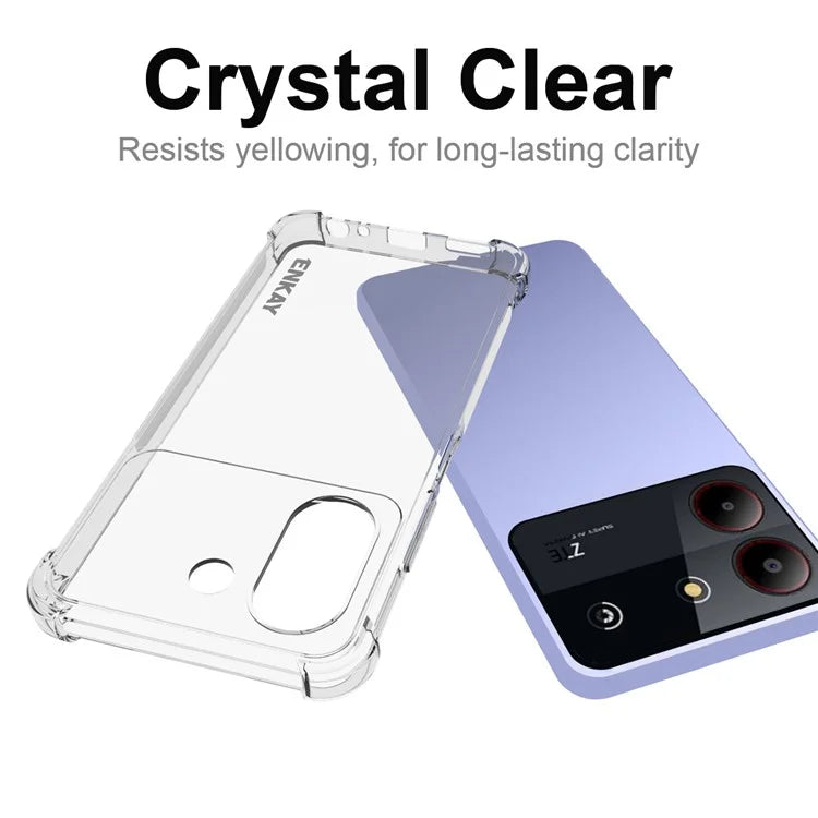 ENKAY HAT PRINCE For ZTE Blade A54 Cell Phone Cases Thickened Corners Clear Soft TPU Cover