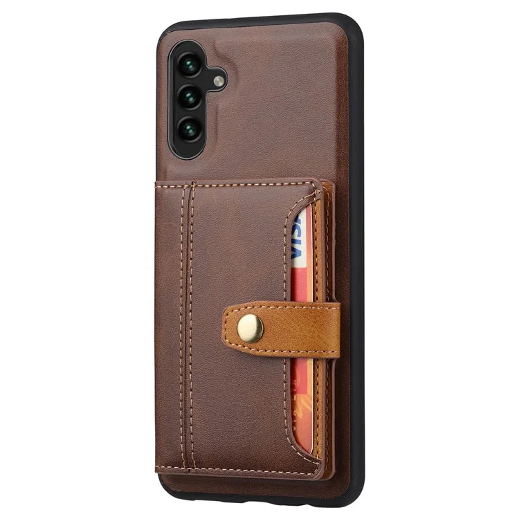 For Samsung Galaxy A55 5G Phone Case Card Holder PU Leather+TPU Kicsktand Cover