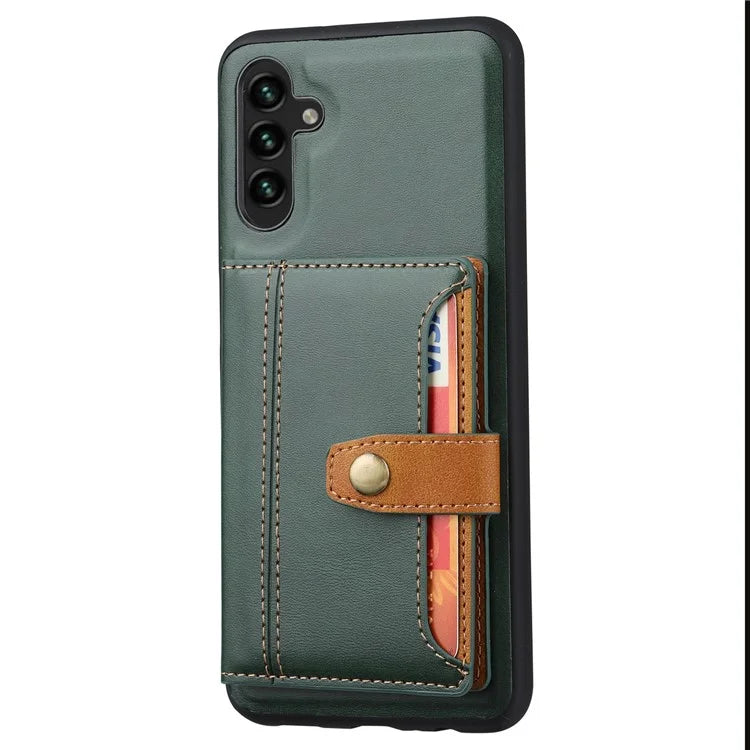 For Samsung Galaxy A55 5G Phone Case Card Holder PU Leather+TPU Kicsktand Cover