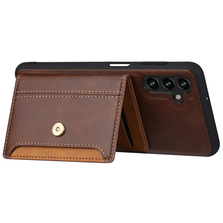 For Samsung Galaxy A25 5G (Global) (161.0 x 76.5 x 8.3mm) Case Card Holder Leather+TPU Phone Cover