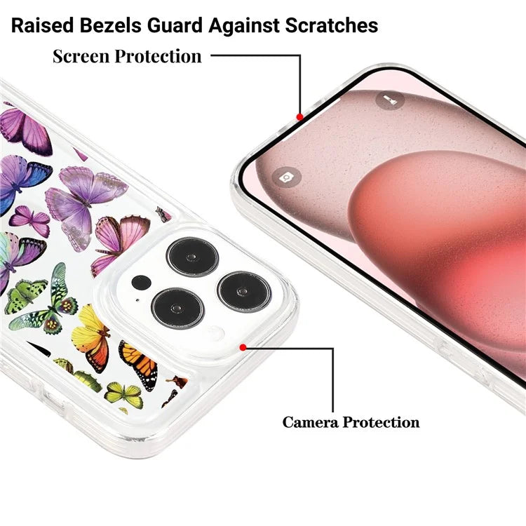 For iPhone 15 Pro Max Case Soft TPU Butterfly Pattern Printing Phone Cover