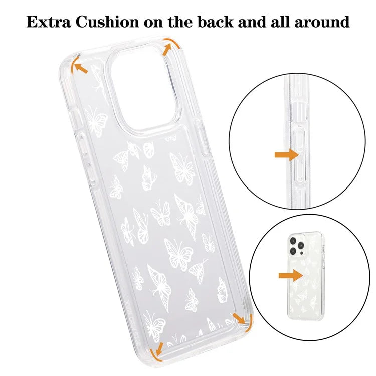 For iPhone 15 Pro Max Case Soft TPU Butterfly Pattern Printing Phone Cover
