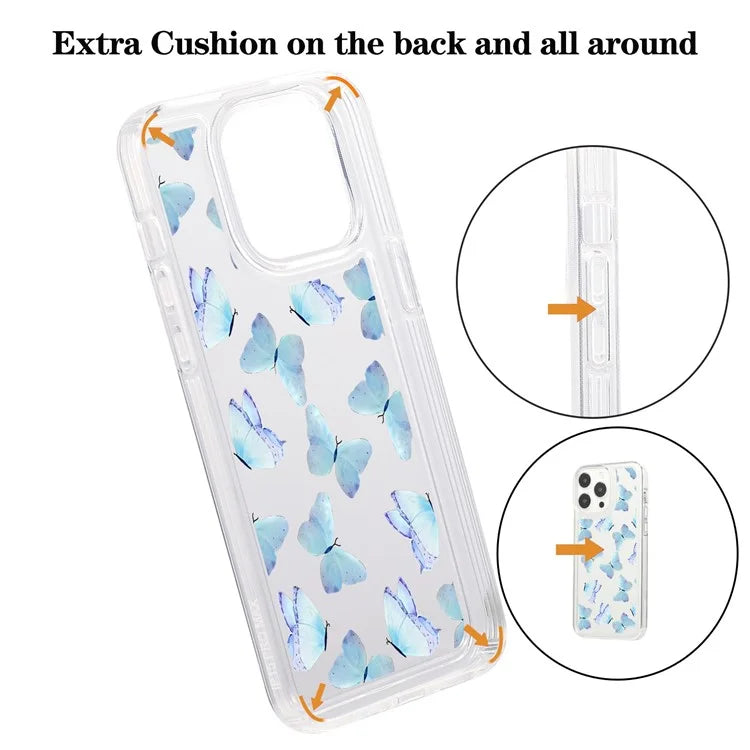 For iPhone 15 Pro Max Case Soft TPU Butterfly Pattern Printing Phone Cover
