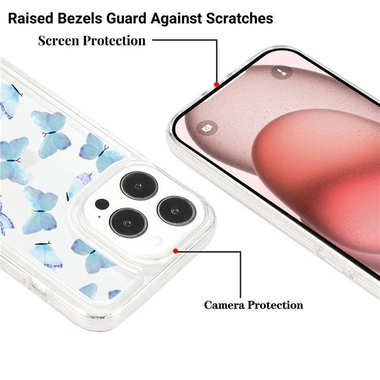 For iPhone 15 Pro Max Case Soft TPU Butterfly Pattern Printing Phone Cover
