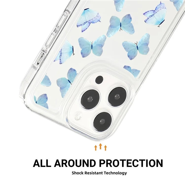 For iPhone 15 Pro Max Case Soft TPU Butterfly Pattern Printing Phone Cover