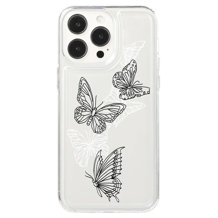 For iPhone 15 Pro Max Case Soft TPU Butterfly Pattern Printing Phone Cover