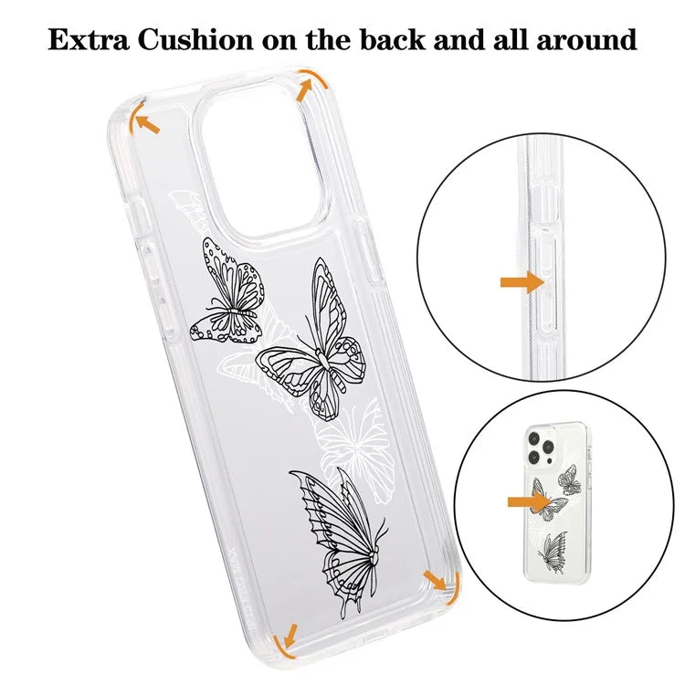 For iPhone 15 Pro Max Case Soft TPU Butterfly Pattern Printing Phone Cover