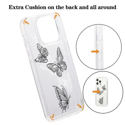 For iPhone 15 Pro Max Case Soft TPU Butterfly Pattern Printing Phone Cover