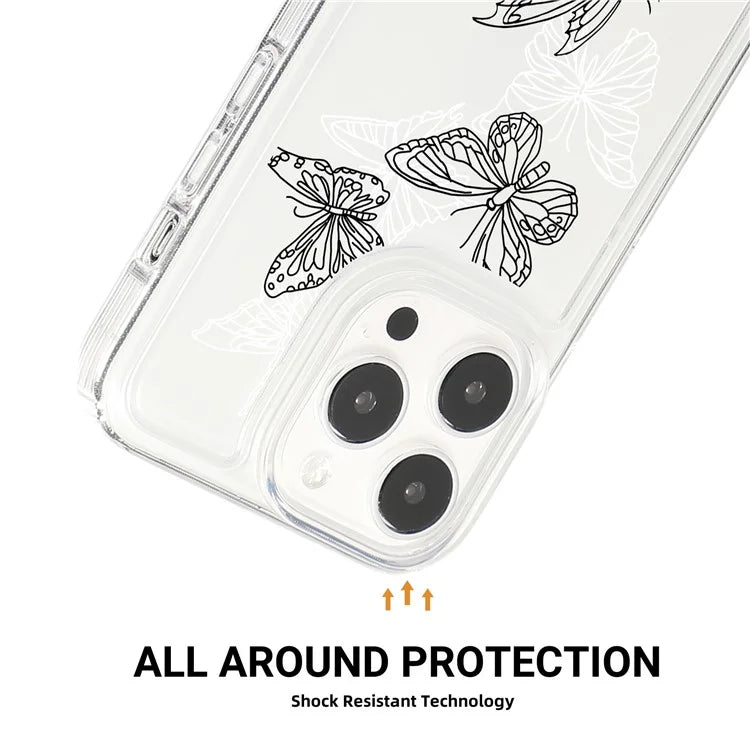 For iPhone 15 Pro Max Case Soft TPU Butterfly Pattern Printing Phone Cover