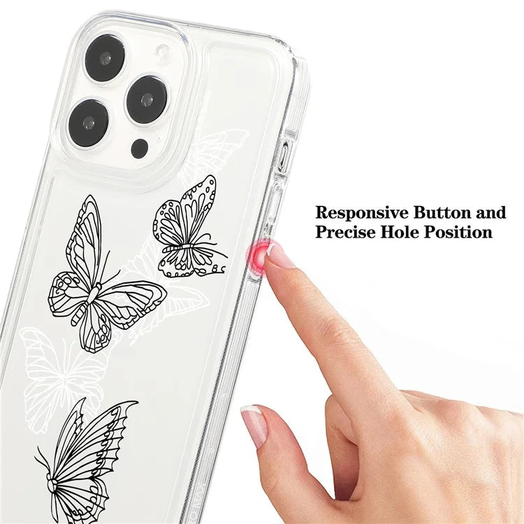 For iPhone 15 Pro Max Case Soft TPU Butterfly Pattern Printing Phone Cover