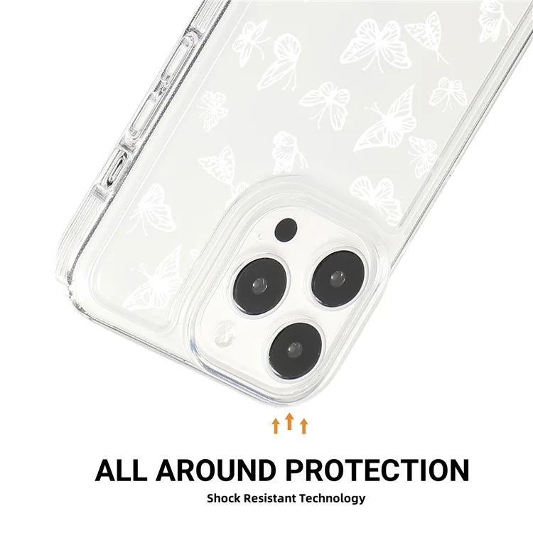 For iPhone 15 Pro Case Anti-drop Airbag Butterfly Pattern Printing TPU Phone Cover