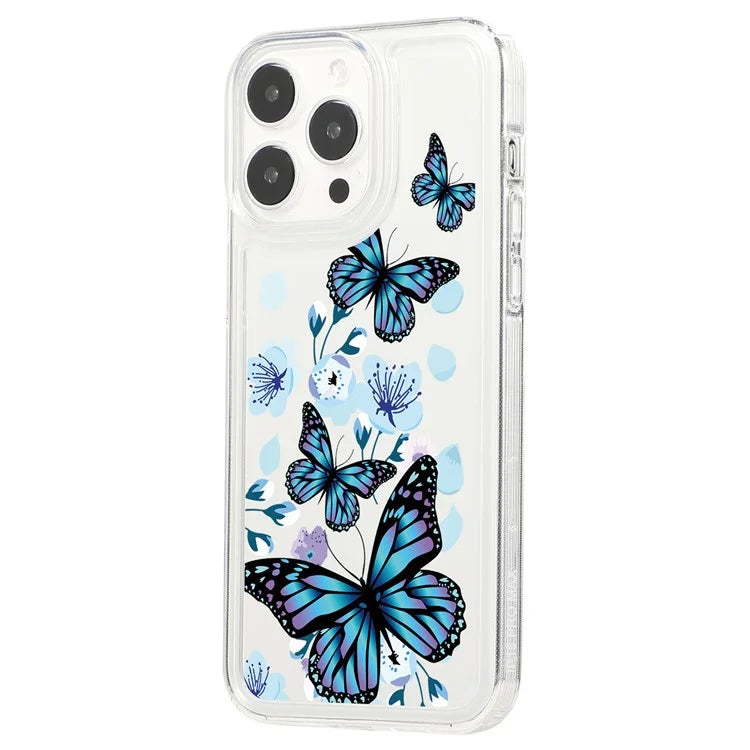 For iPhone 15 Pro Case Anti-drop Airbag Butterfly Pattern Printing TPU Phone Cover
