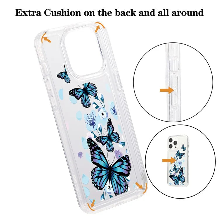 For iPhone 15 Pro Case Anti-drop Airbag Butterfly Pattern Printing TPU Phone Cover