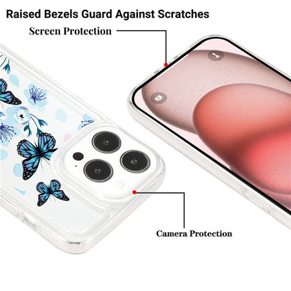 For iPhone 15 Pro Case Anti-drop Airbag Butterfly Pattern Printing TPU Phone Cover