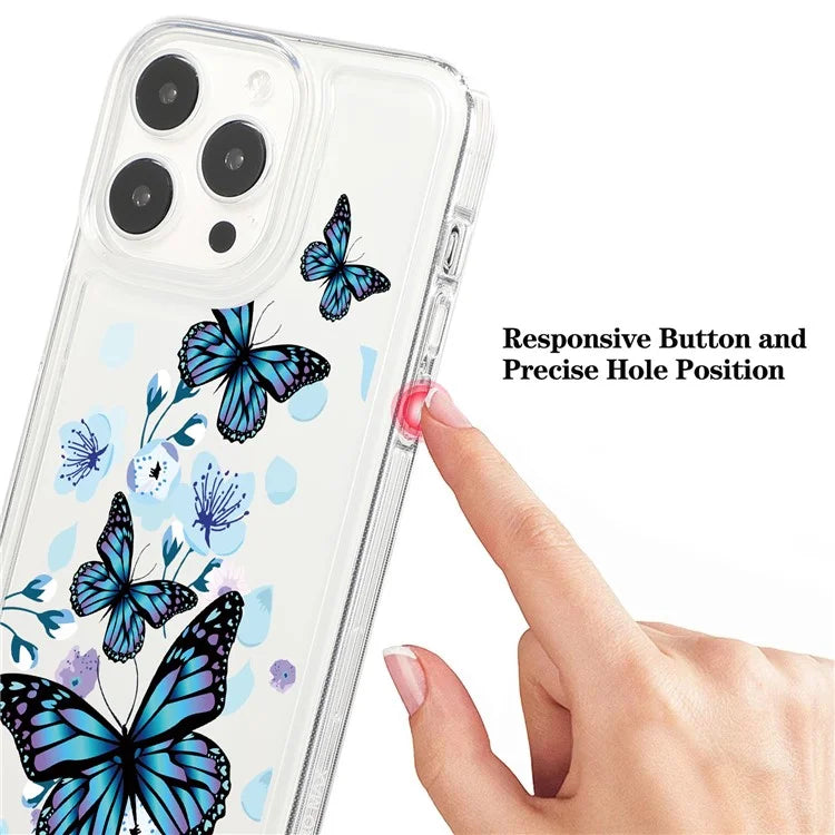 For iPhone 15 Pro Case Anti-drop Airbag Butterfly Pattern Printing TPU Phone Cover